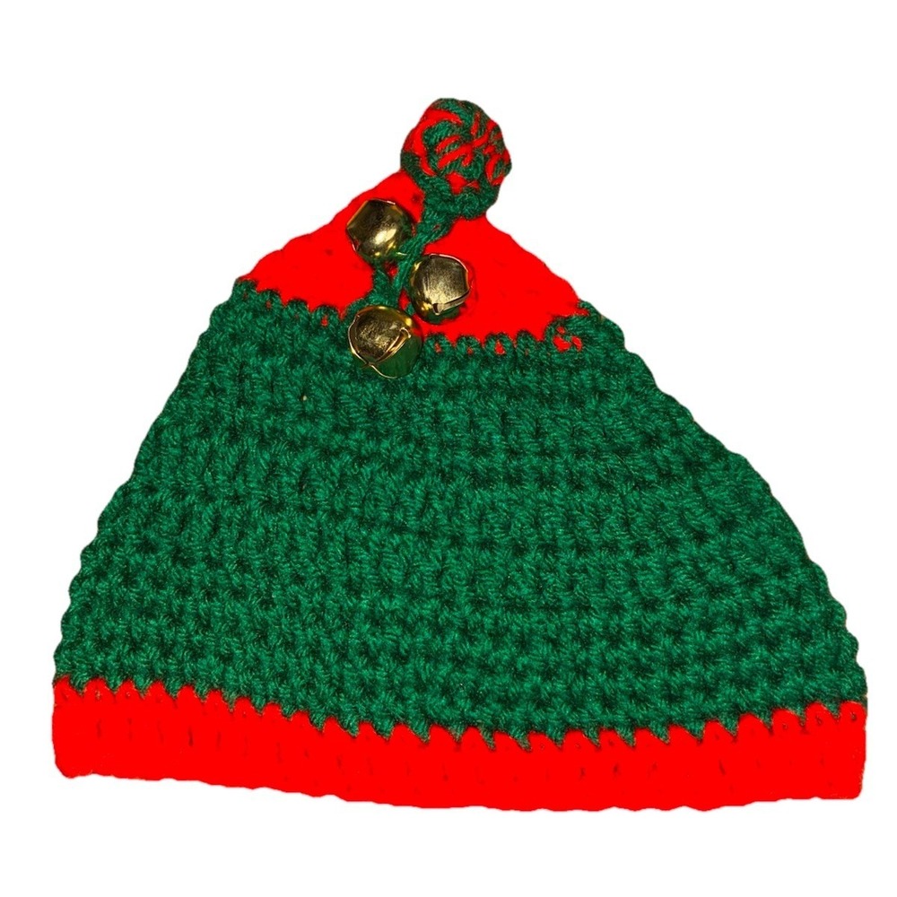 Beanie Hat Children Green Red Christmas Jingle Kids‎ Hat Handmade